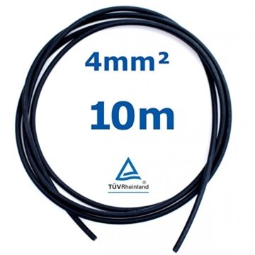 10 m Reiter-Solar SK4010 Solarkabel 4 mm - PV Verbindungs-Kabel unkonfektioniert rot oder schwarz, Farbe:Schwarz -