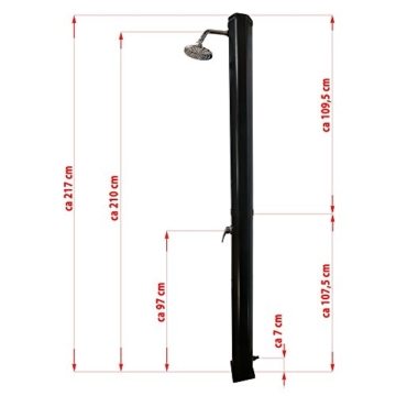 Nemaxx SD35B Solardusche - schwarze Gartendusche mit UV-beständigem Wassertank 35 Liter - mit schwenkbarem Regenduschkopf - 