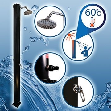 Nemaxx SD35B Solardusche - schwarze Gartendusche mit UV-beständigem Wassertank 35 Liter - mit schwenkbarem Regenduschkopf - 