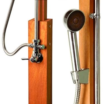 STILISTA® Gartendusche Cascata aus 100% FSC zertifiziertem Shorea-Hartholz, geölt inkl. Handbrause - 