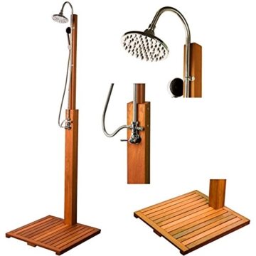 STILISTA® Gartendusche Cascata aus 100% FSC zertifiziertem Shorea-Hartholz, geölt inkl. Handbrause - 